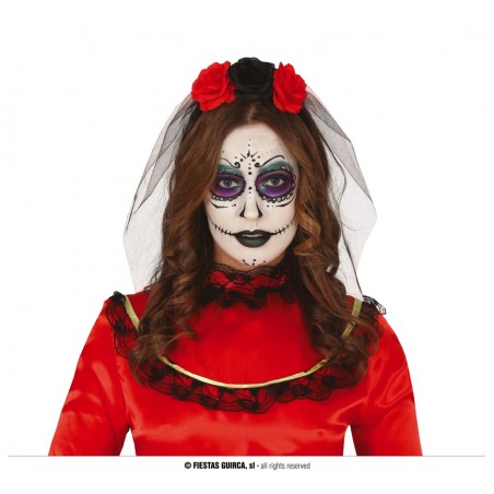 DIADEMA FLORES CON VELO INFANTIL